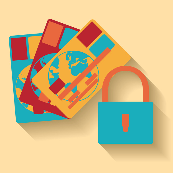 Плоский дизайн иконки векторной защиты кредитных карт
 - Вектор,изображение