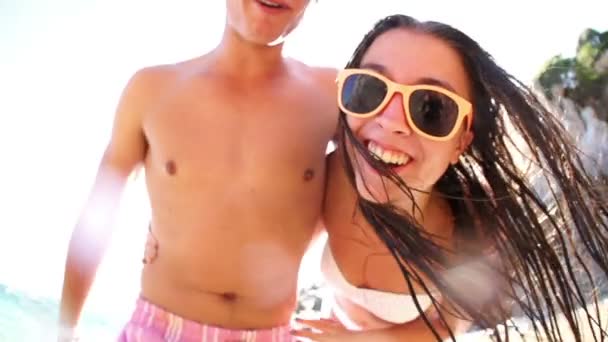 Couple Being Silly At The Beach - Materiał filmowy, wideo