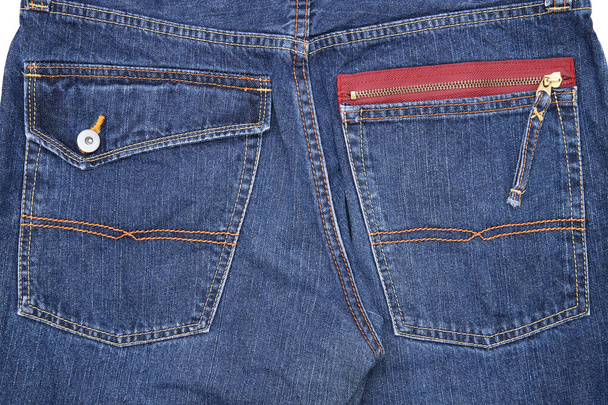 ポケット付きのジーンズパンツ、ジーンズの背景、デニムパターン - 写真・画像