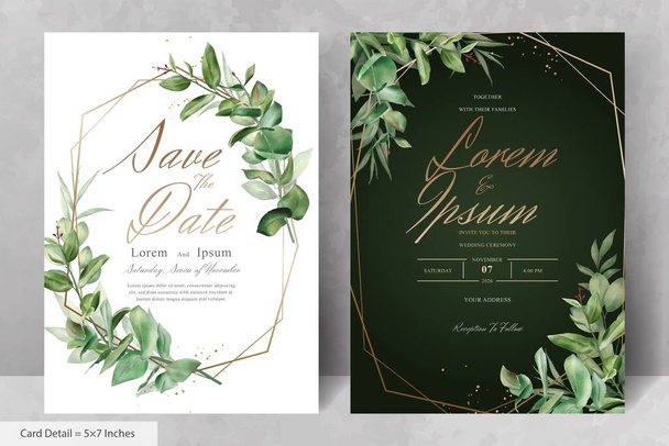 エレガントな水彩の結婚式の招待状のカードテンプレートのセット - ベクター画像