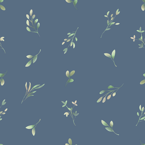 Spring foliage. Seamless pattern in a watercolor style. Background for fabric, wallpaper, postcards. - Valokuva, kuva