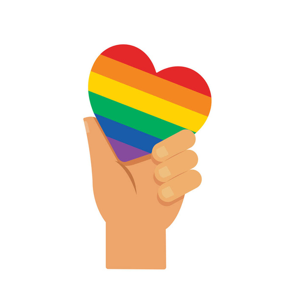 hand holding heart  rainbow flag LGBT symbol vector EPS10 - Wektor, obraz