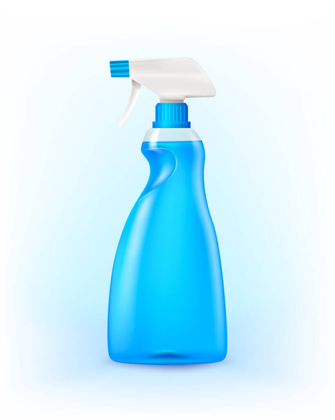 Garrafa de spray de plástico transparente realista Mock up Usado para montar o design de embalagens publicitárias para spray de vidro. Desinfetante, álcool, solução de limpeza. - Vetor, Imagem