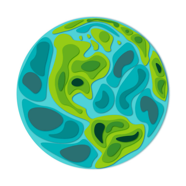 Planeta Tierra en estilo de papel. Ilustración vectorial - Vector, Imagen