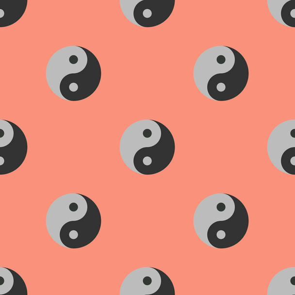 Naadloos patroon. Afbeelding van Yin Yang symbool op pastelrode achtergronden. Symbool van het tegenovergestelde. Oppervlaktepatroon. 3D-beeld. 3D-weergave. - Foto, afbeelding