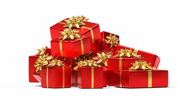 red christmas gifts on white background - 3D rendering - Photo, Image