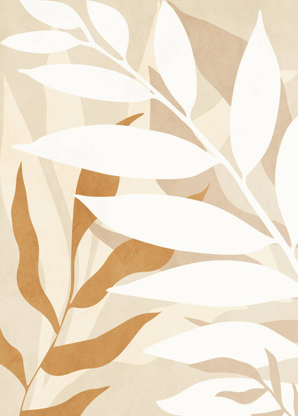 Organic geometric abstract art, texture, geometric shapes, beige, brown, yellow, black, green, green, nature, botanical, flowers, leaves, landscape - Foto, Bild