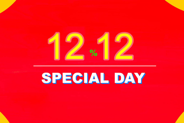 12.12 Journée shopping concept super vente sur fond rouge avec espace de copie - Photo, image