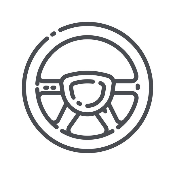 Vector line icon of a steering wheel front view isolated on transparent background. - Вектор, зображення