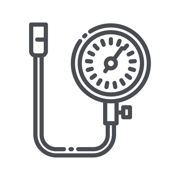 Vector line icon of a manometer, pressure gauge front view isolated on transparent background. - Vector, Image