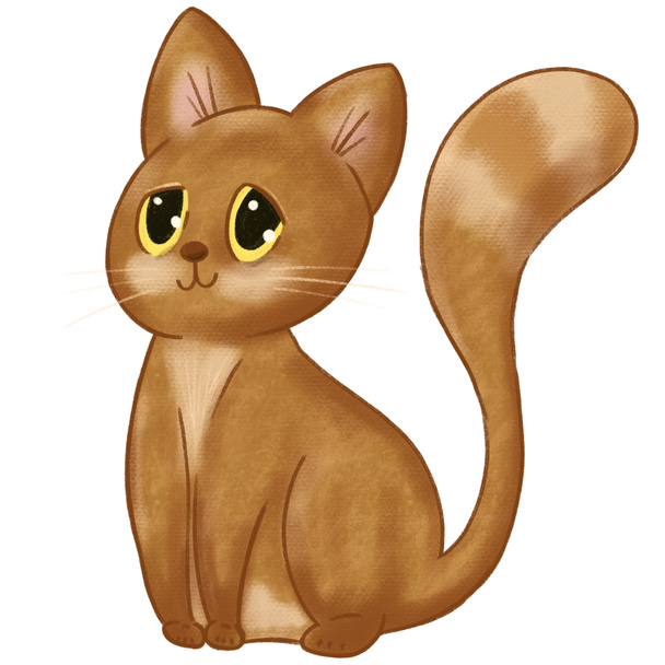 Cute Fluffy Cartoon Cat Kitten Character Illustration - Foto, imagen