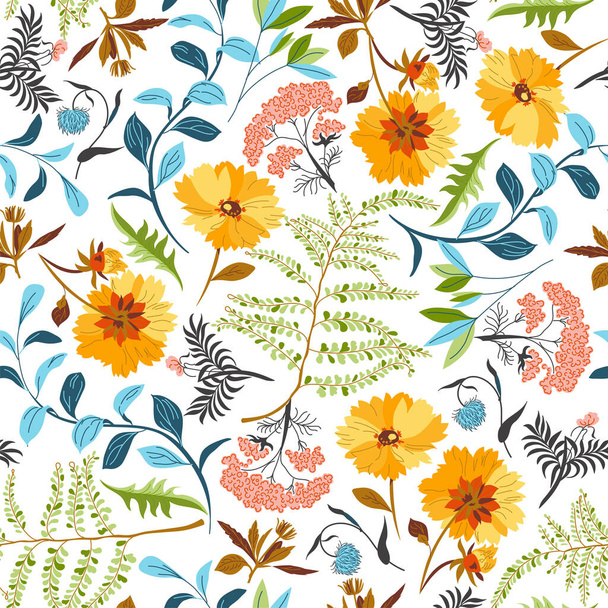 Spring seamless floral pattern. On white background. Vector - Vettoriali, immagini