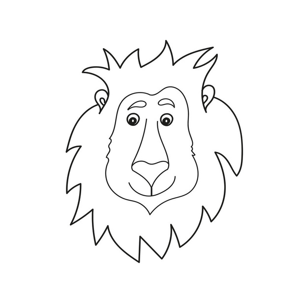Simple coloring page. Coloring book for children. Cartoon cute lion - Vector, Imagen