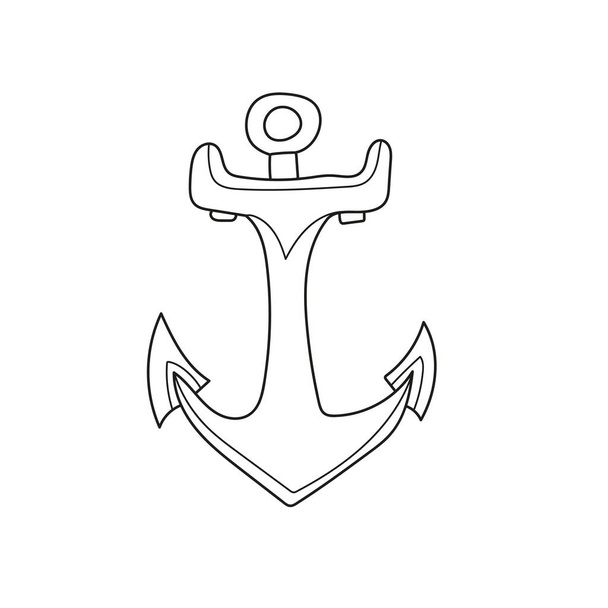 Simple coloring page. Anchor. Cartoon vector illustration on white - Vector, afbeelding
