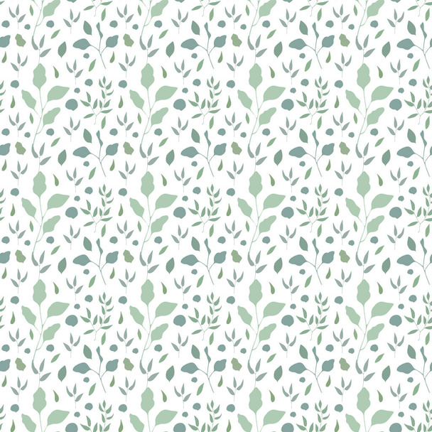 Seamless vector floral pattern with eucalyptus leaves, green plants, branches for textile, wallpapers, spring souvenirs - Вектор, зображення