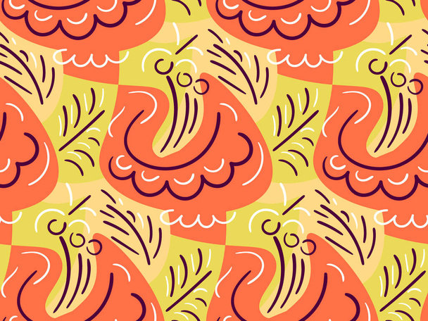 Seamless pattern  with flowers in doodle style. Vector illustration.  - Vektori, kuva