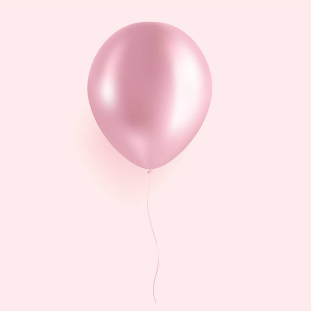 Pink ballon isolated on soft background. Realistic 3d ballon. Vector illustration. - Vector, afbeelding