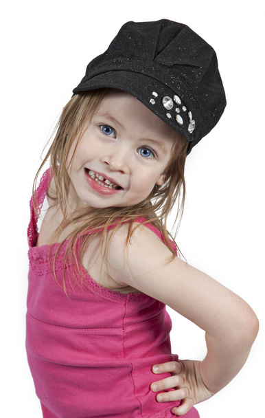 little girl in black hat - Photo, Image