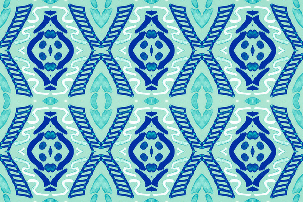 Nahtloser Aquarell-Mosaikdruck. Geometrisches ethnisches Muster. - Foto, Bild