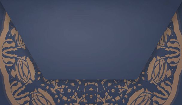 Logo veya metin tasarımı için Yunanca kahverengi süslemeli mavi pankart şablonu - Vektör, Görsel