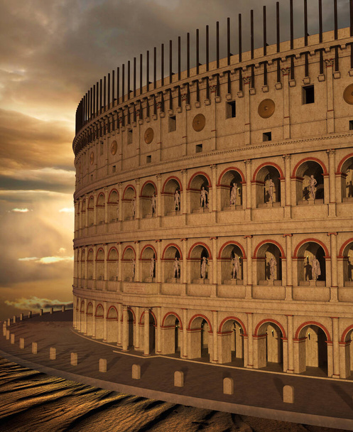 CGI Roman Arena o zachodzie słońca - Zdjęcie, obraz
