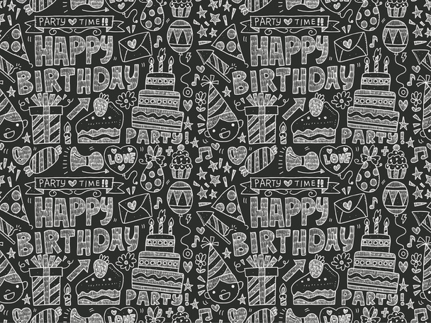 άνευ ραφής doodle γενέθλια κόμμα μοτίβο φόντου - Διάνυσμα, εικόνα