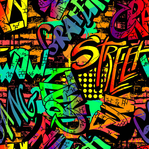 graffiti background with hand drawn elements. vector illustration. - Vector, Image