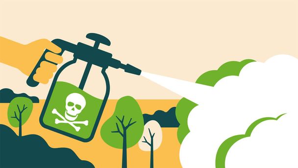 Stříkací pesticidy - ruční postřikovač - Vektor, obrázek