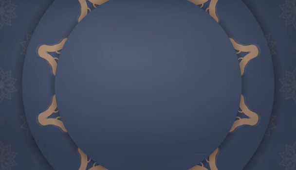 Фон в синий с индийскими коричневыми орнаментами и место под текстом - Вектор,изображение