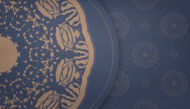 Baner in het blauw met Griekse bruine ornamenten en plaats voor uw tekst - Vector, afbeelding
