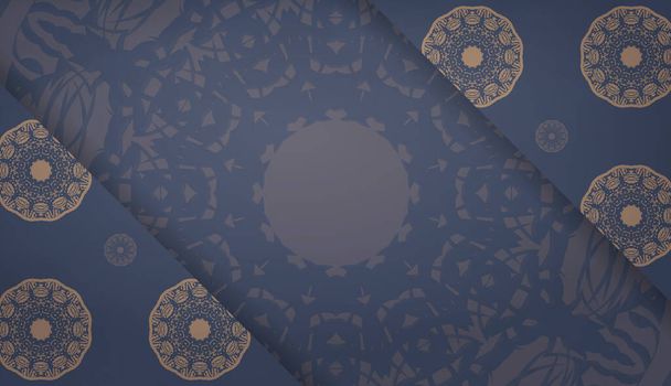 Baner σε μπλε με ινδικό καφέ μοτίβο και τοποθετήστε κάτω από το κείμενό σας - Διάνυσμα, εικόνα
