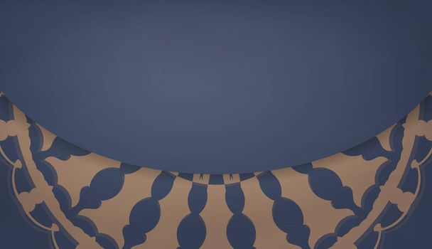 Μπλε χρώμα banner πρότυπο με αφηρημένη καφέ μοτίβο για το σχεδιασμό κάτω από το λογότυπο ή το κείμενό σας - Διάνυσμα, εικόνα