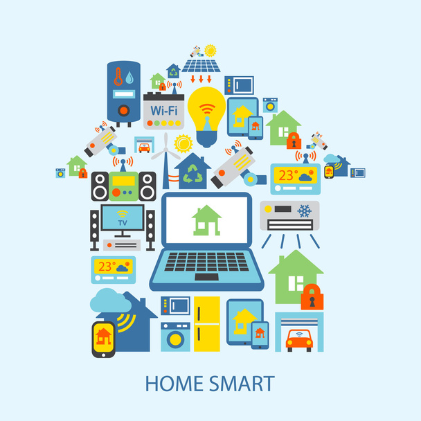 Smart home icons set - Vector, Image