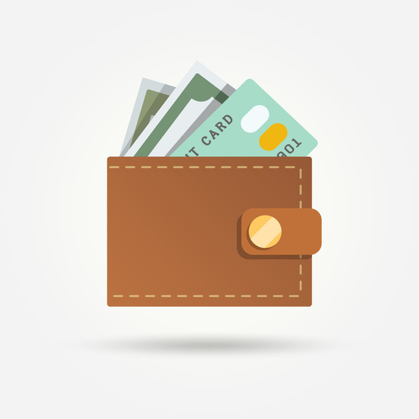 πορτοφόλι με χρήματα που έχουν απομονωθεί - Διάνυσμα, εικόνα