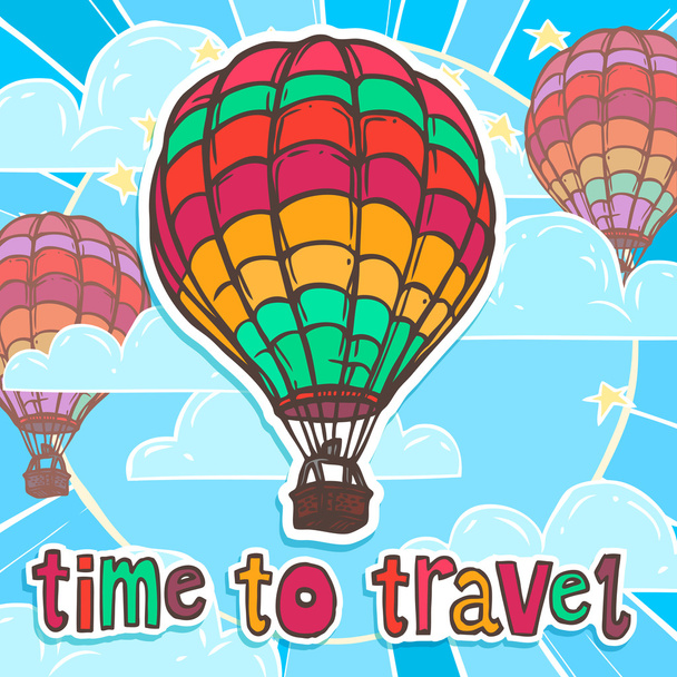 Travel poster with balloon - Vettoriali, immagini
