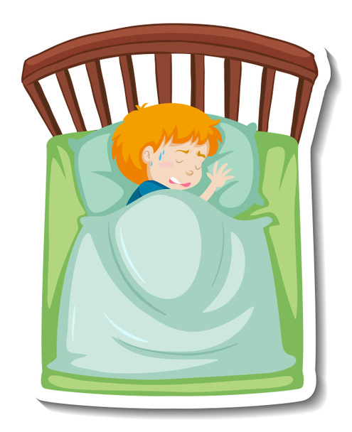 Un ragazzo febbre tremante in illustrazione coperta - Foto, immagini