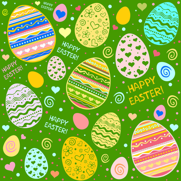 seamless pattern with easter eggs and flowers. vector illustration - Вектор, зображення