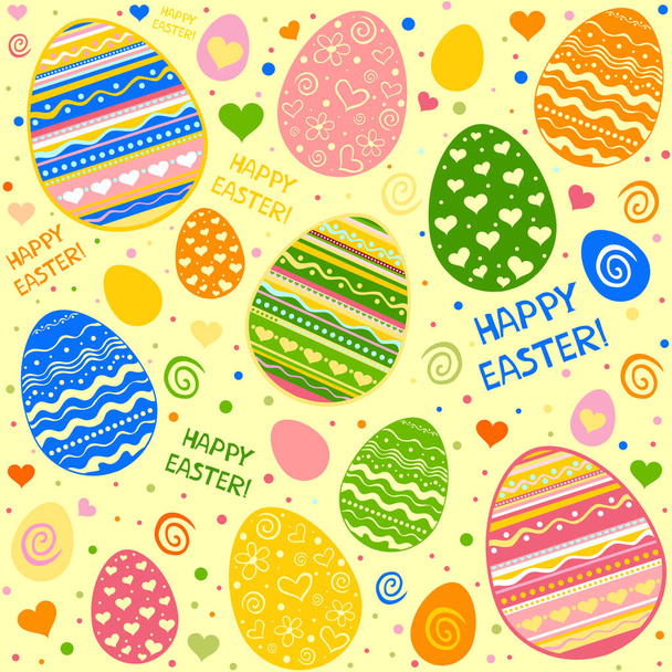 seamless pattern with easter eggs and flowers - Вектор,изображение