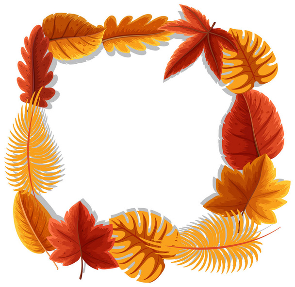 Marco cuadrado con ilustración de follaje de otoño - Vector, Imagen