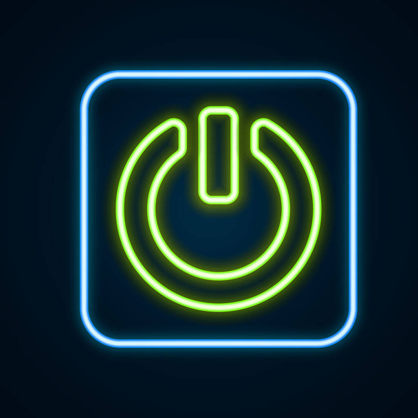 Glowing neon line Power button icon isolated on black background. Start sign. Colorful outline concept. Vector - Vektor, kép