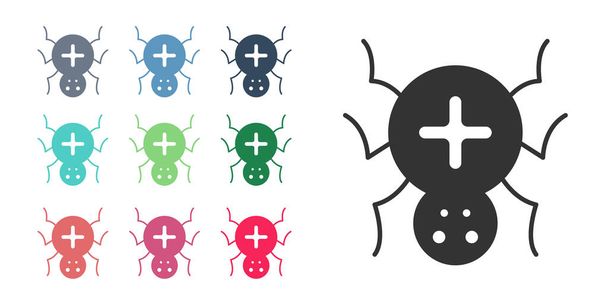 Black Spider icon isolated on white background. Happy Halloween party. Set icons colorful. Vector - Vector, Image