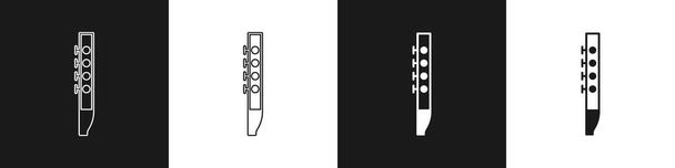 Set Fluitpictogram geïsoleerd op zwart-witte achtergrond. Muziekinstrument. Vector - Vector, afbeelding