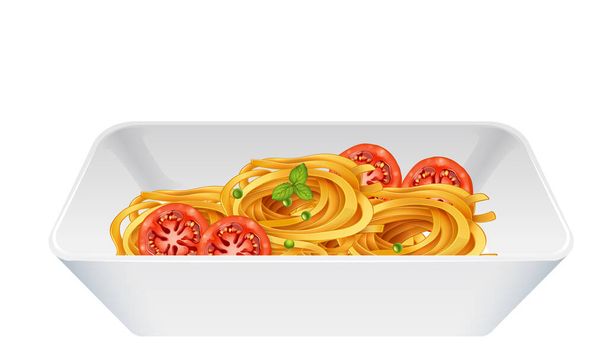 Špagety s rajčaty izolované ilustrace - Vektor, obrázek