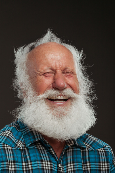 old man with a long beard wiith big smile - Photo, Image