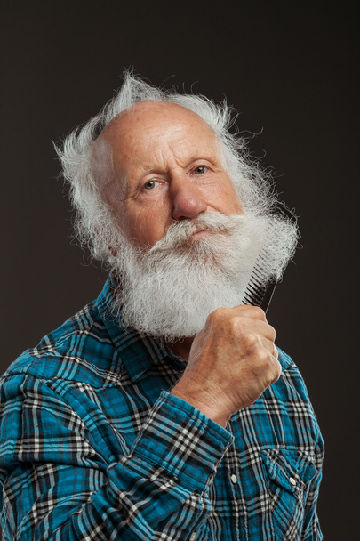 old man with a long beard wiith big smile - Φωτογραφία, εικόνα