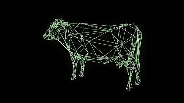 ilustração 3d - modelo de armação de arame de vacas leiteiras clássicas isoladas girar - Foto, Imagem