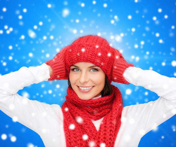 smiling young woman in winter clothes - Photo, Image