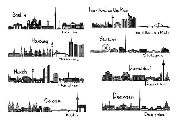 8 městech Německa - Vektor, obrázek