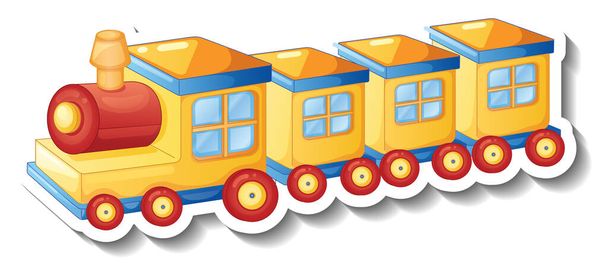 Жовтий поїзд іграшка мультфільм наклейка ілюстрація
 - Вектор, зображення
