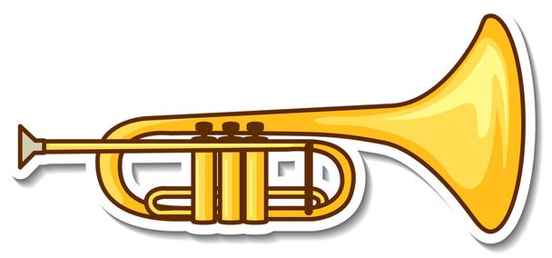 Sticker golden trumpet musical instrument illustration - Vector, Image